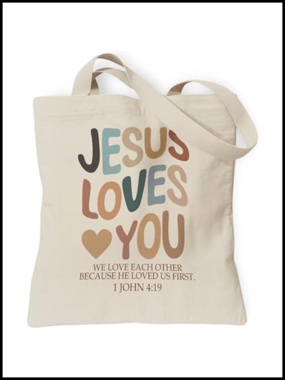 Christian Canvas Tote Bag with Inner Pocket for Church